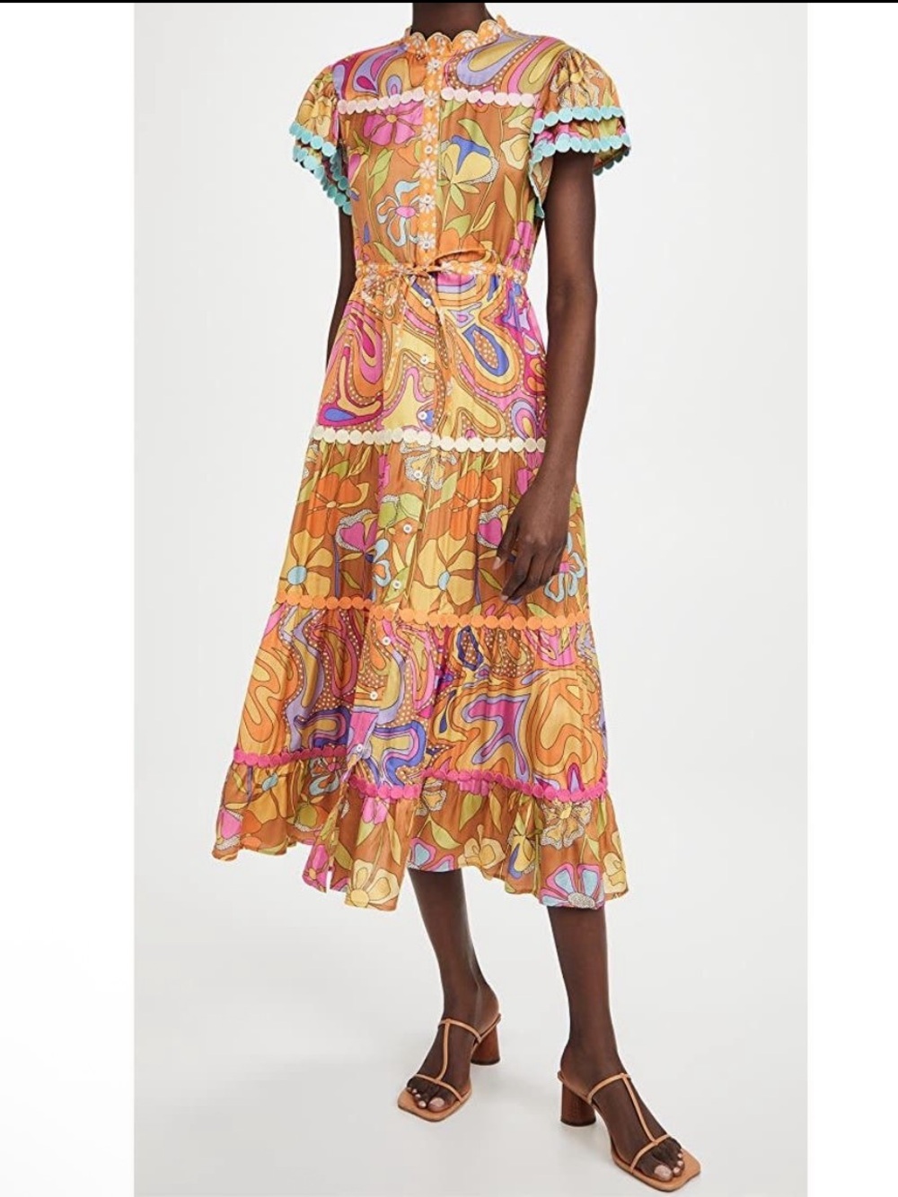 CeliaB Tiered Floral Midi Dress Size Large